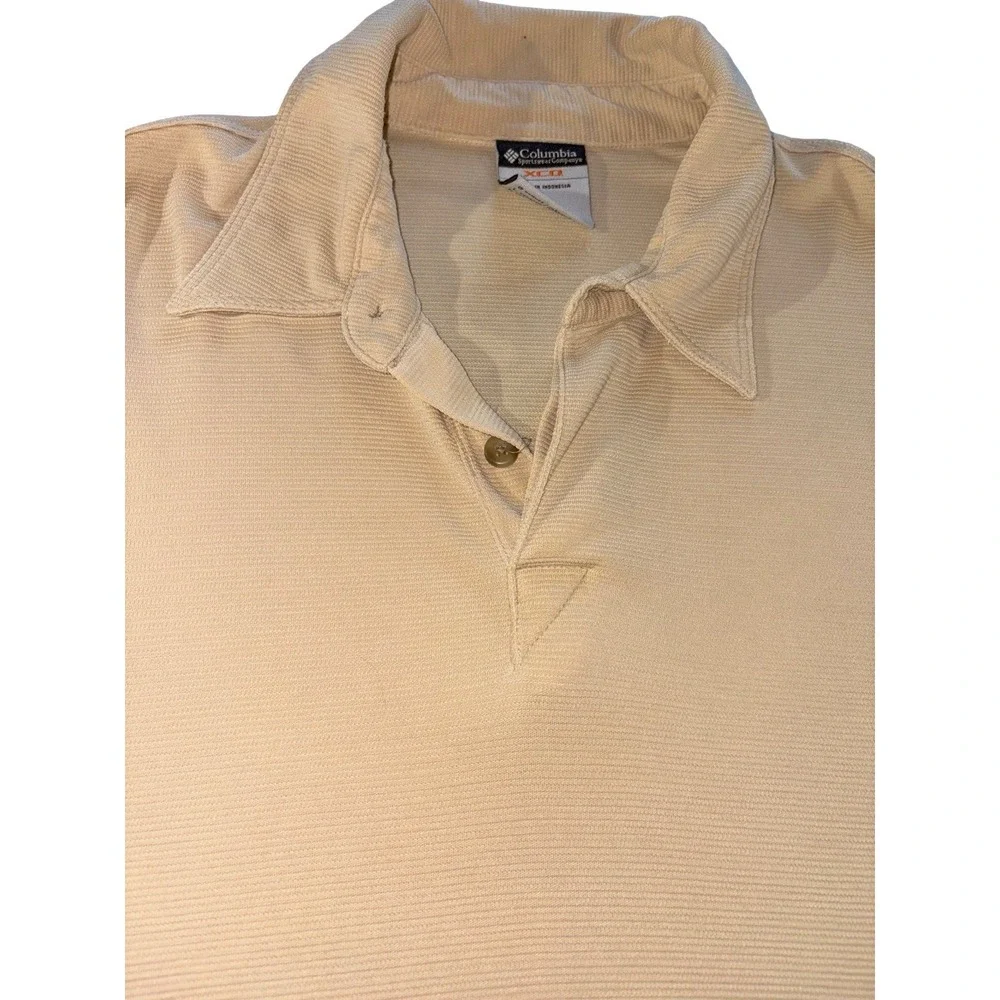 Columbia XCO Khaki Ribbed Short Sleeve Polo Shirt Size Large Men's Polo Top Golf